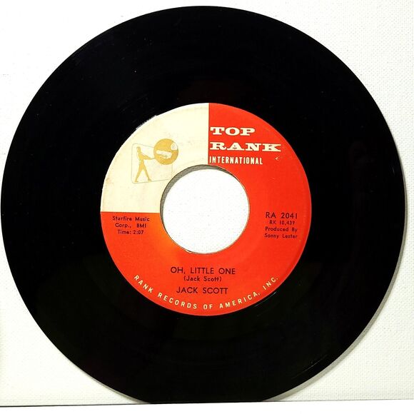 Jack Scott ‎45 Burning Bridges / Oh, Little One on Top Rank Intl. EX Country - Picture 2 of 2